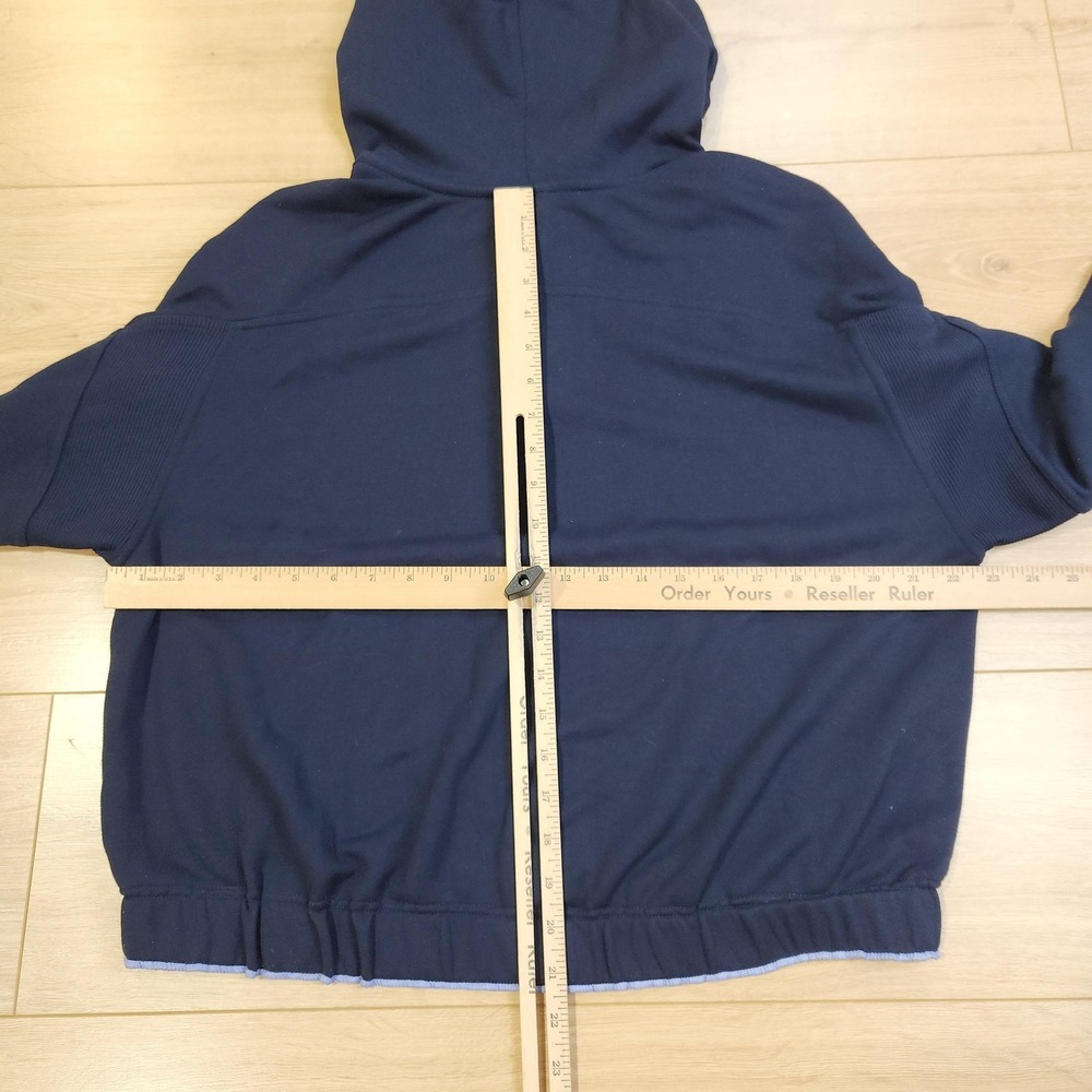 Athleta Ascend Hoodie Womens Medium Blue Fleece 1/4 Zip Pullover Sweatshirt - Picture 6 of 9